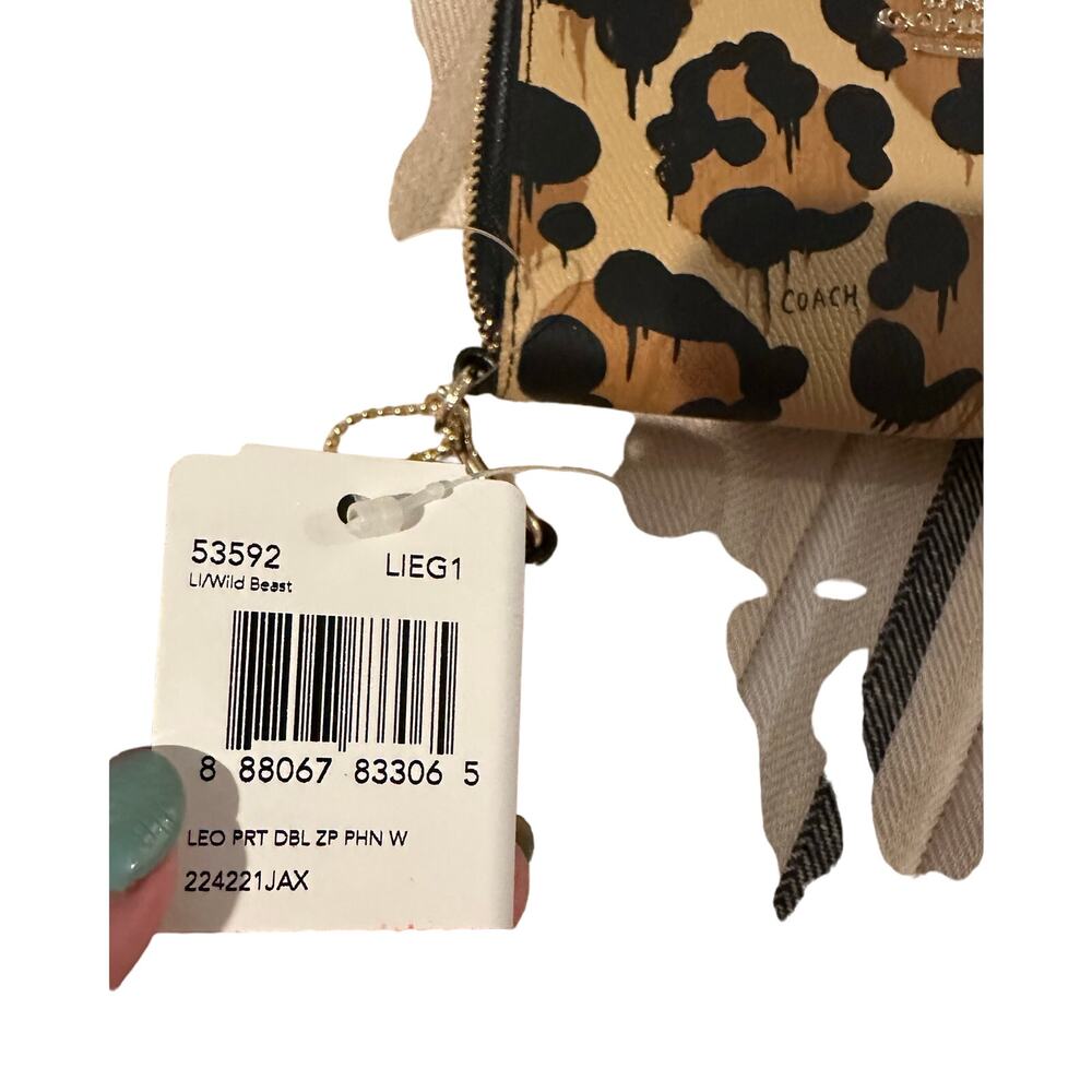 Coach - Double Zip Phone Wallet In Wild Beast Print Leather -NWT - Picture 4 of 10